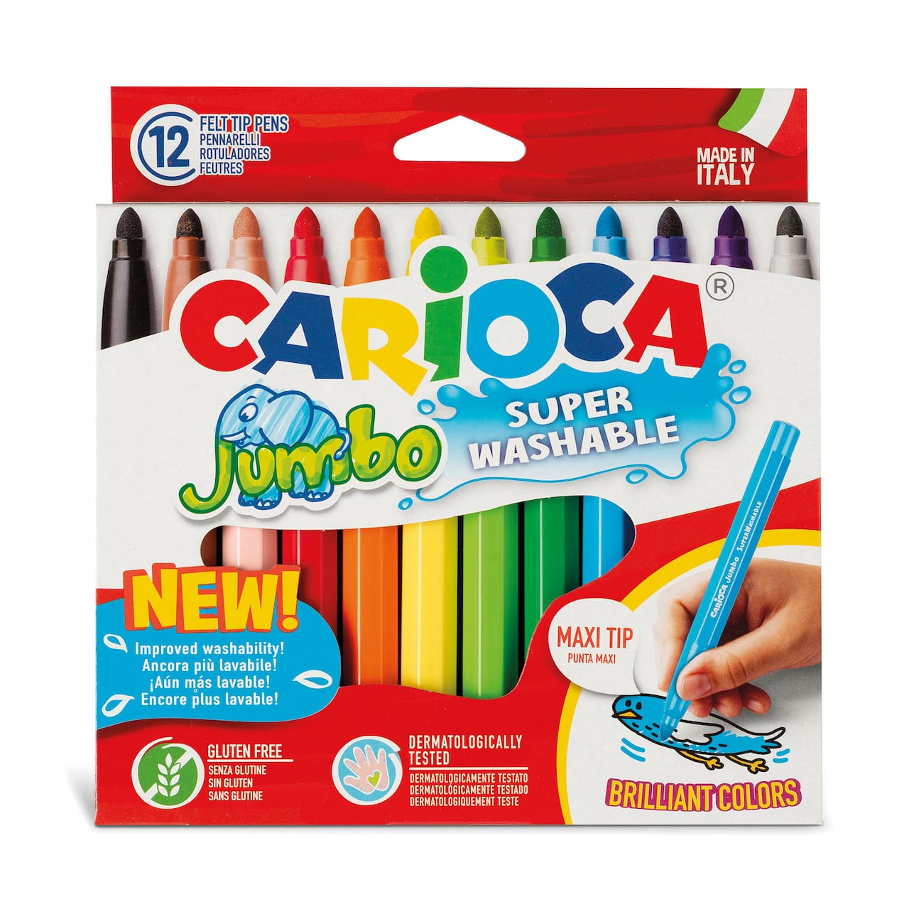 CARIOCA® 6mm Jumbo Maxi Tip Washable Felt Tip Pens, 12ct.